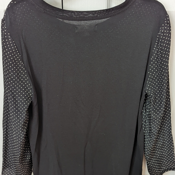 Madewell size small black and white heart sheer blouse with black back. - Picture 4 of 4